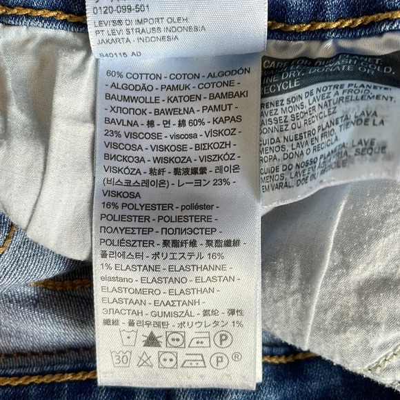 LEVIS 711 Skinny Jeans Blue Medium Wash Denim Mid Rise Red Tab Size 31 - Picture 8 of 12